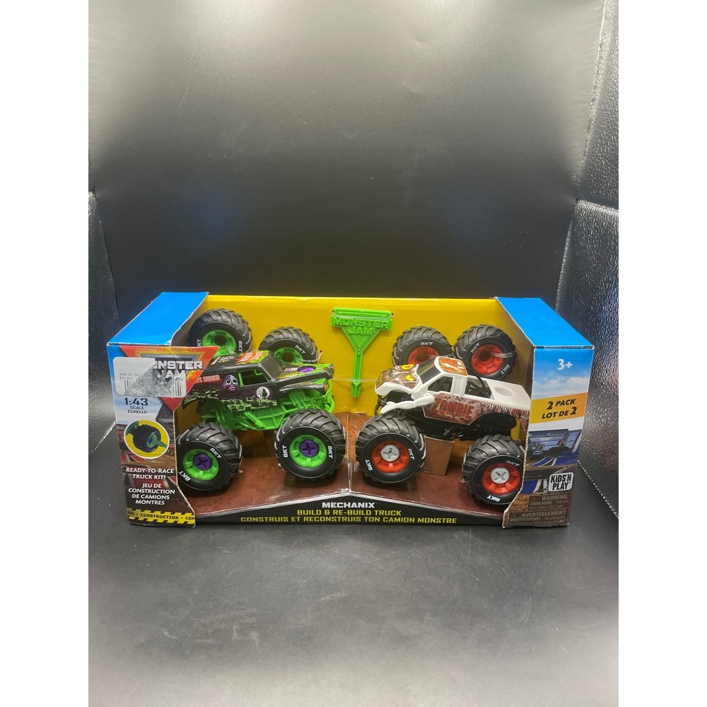 Monster Jam Mechanix Build & Re-Build Truck Kit 2 Pack Grave Digger Zombie 1:43